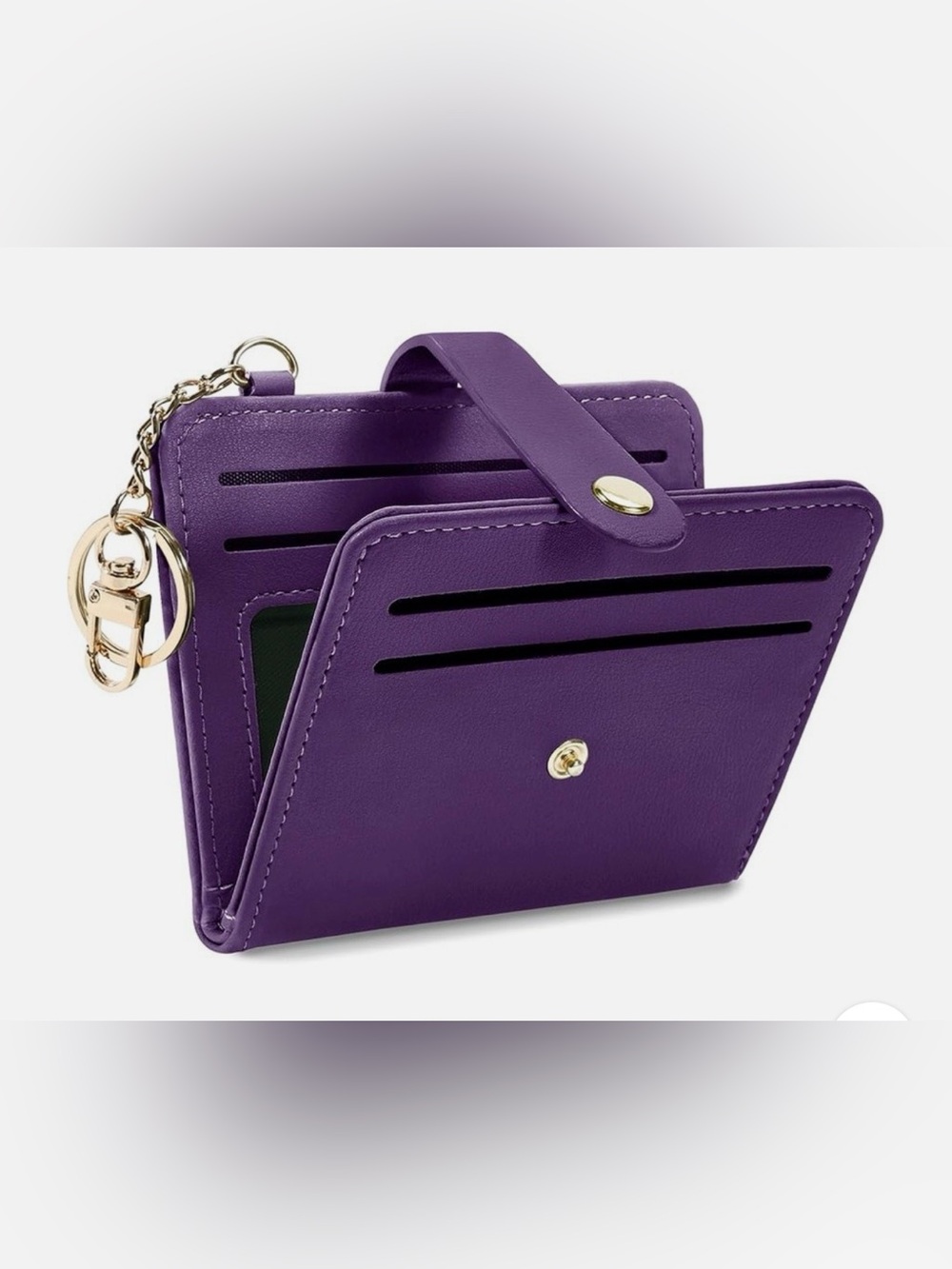 Slim RFID Blocking Wallet Women Keychain Microfiber Leather Organizer Gift New